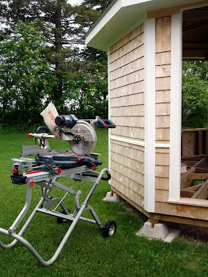  Hubby finally dragged his mitre saw out of the basement to start this year’s building season.