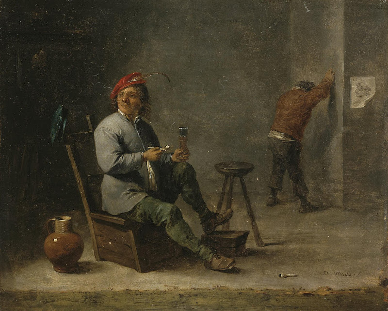 Smoker by David Teniers II - Genre Paintings from Hermitage Museum