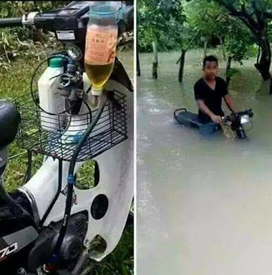 Motor Honda C70 Ini Mampu Menembus Jalanan Banjir  Tanpa Mogok