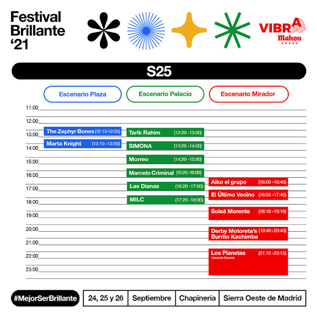 Horarios Festival Brillante Sábado