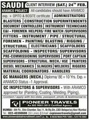 Saudi Aramco Project Large JOb recruitment