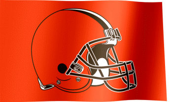 The waving fan flag of the Cleveland Browns with the logo (Animated GIF)