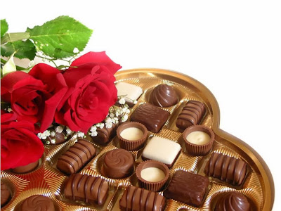 Chocolates and flowers computer wallpaper