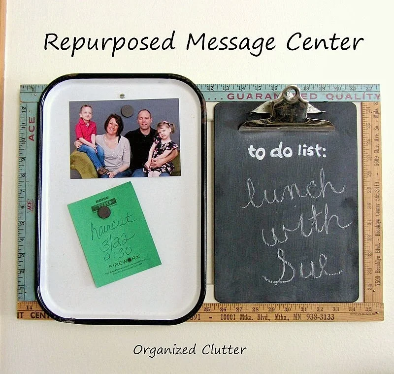 Junky Upcycled Message Center www.organizedclutterqueen.blogspot.com