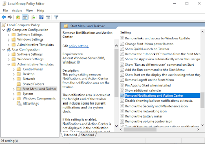 Local Group Policy Editor - Star Menu and Taskbar