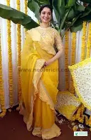 Yellow Saree Pics, Photos, Pictures - Yellow Saree Designs and Prices - holud saree pora pic - NeotericIT.com - Image no 1