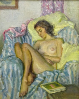 Female Nude Sleeping in an Armchair Nude Interior