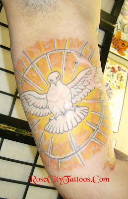 Stained Glass Dove Tattoo