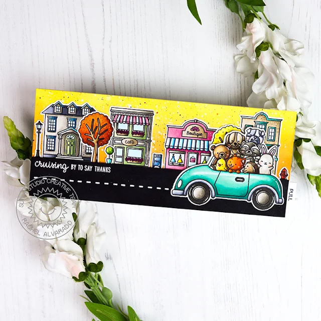 Sunny Studio Stamps: Cruising Critters Happy Home City Streets Interactive Card by Rachel Alvarado