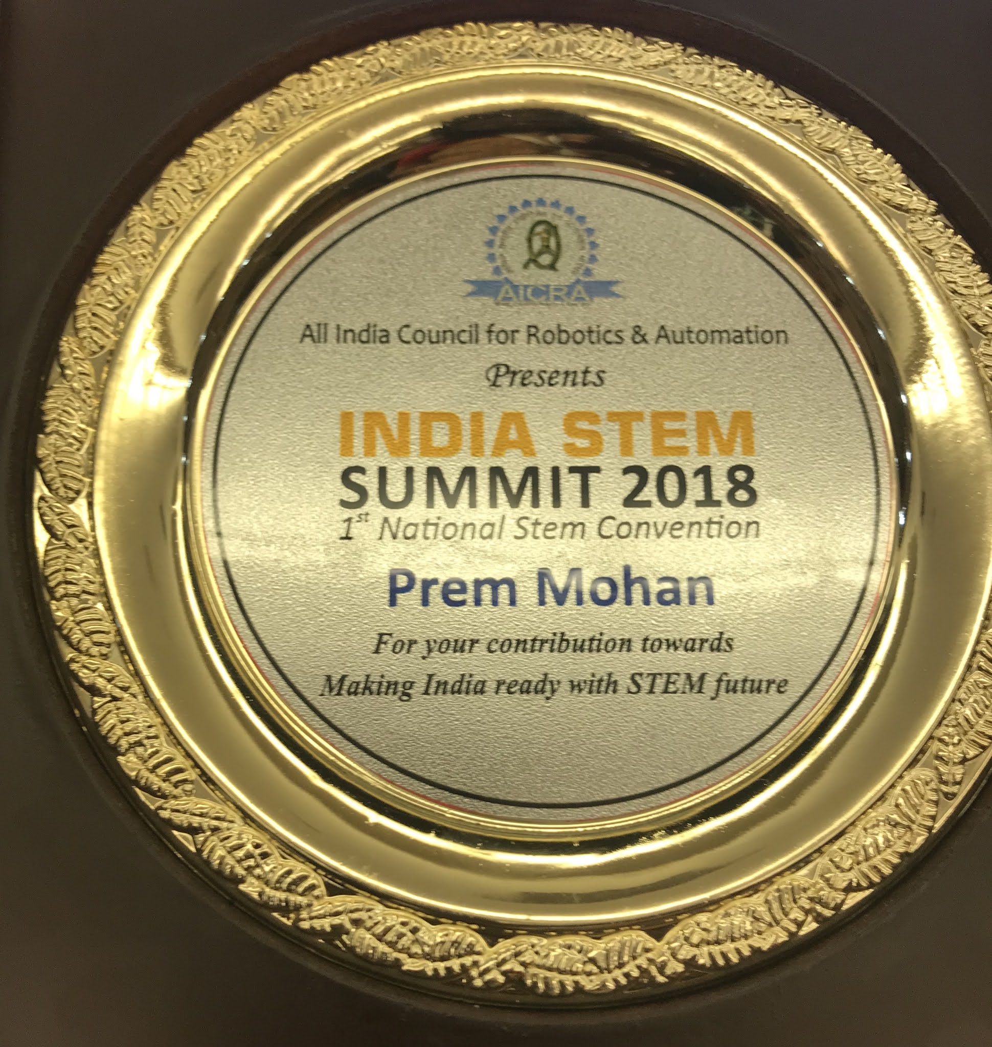 ROBOTICS PREM MOHAN AWARD