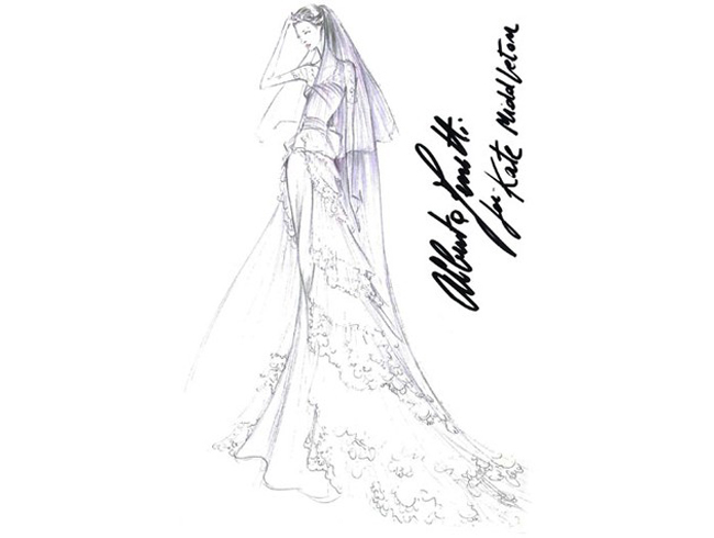 kate middleton dress sketches. Kate Middleton Wedding Dress