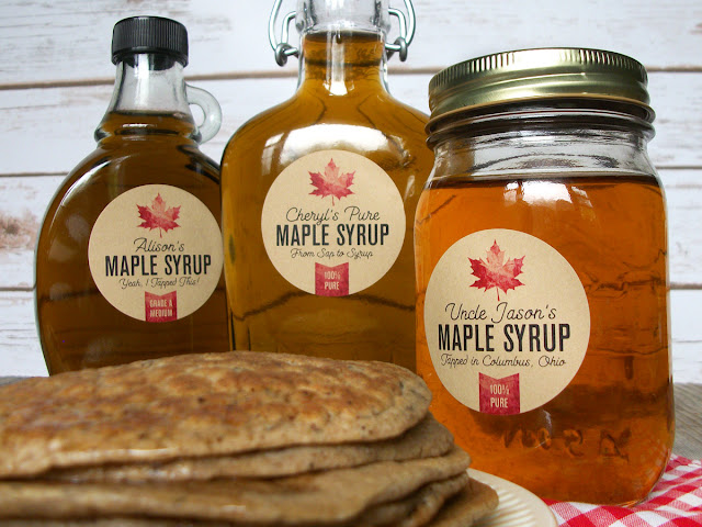 Custom Kraft Maple Syrup Leaf bottle labels