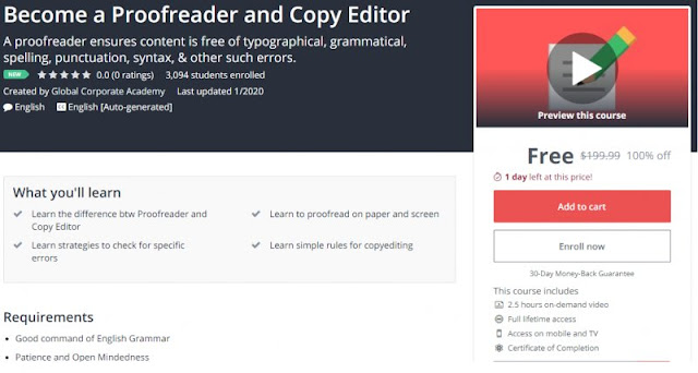 [100% Off] Become a Proofreader and Copy Editor| Worth 199,99$