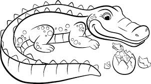 Cute Mother And Baby Crocodile Coloring Pages