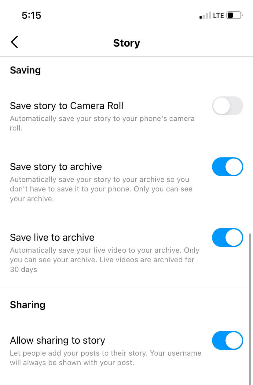 Allow sharing to story
