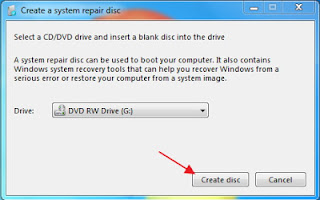 select a dvd to create system restore