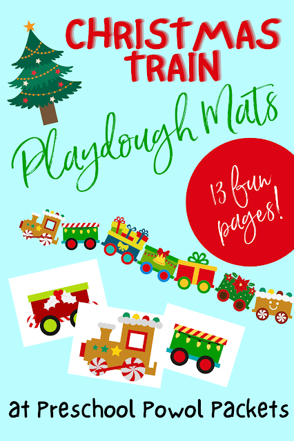 preschool Christmas train playdough mat