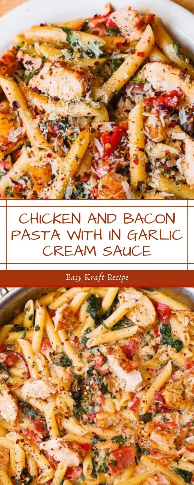 CHICKEN AND BACON PASTA WITH IN GARLIC CREAM SAUCE