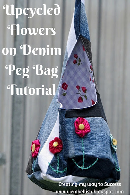 Flowers on Denim Peg Bag