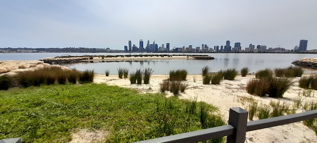 View of Perth City from the South Perth foreshore, James Mitchell Park.