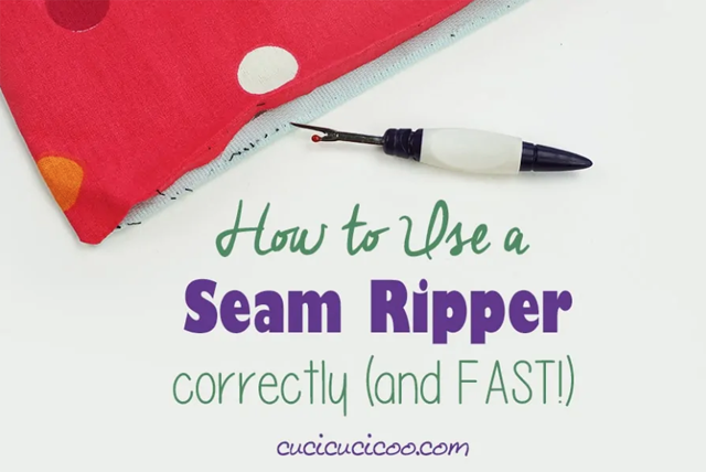 Learn how to use both blades of a seam ripper to quickly unpick mistakes. Tutorial by Cucicucicoo Ecological Living