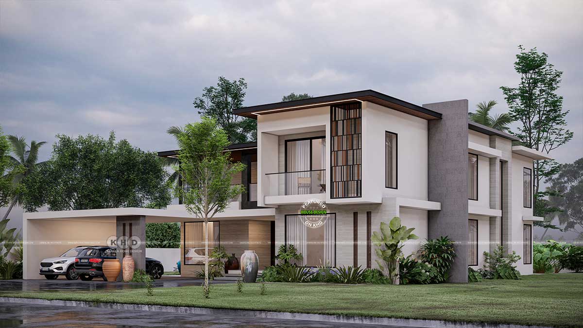Right Side View of Minimalist Contemporary House