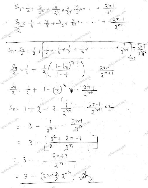 Class 11 Series find 1/2+3/2^2+5/2^3+.............+(2n-1)/2^n