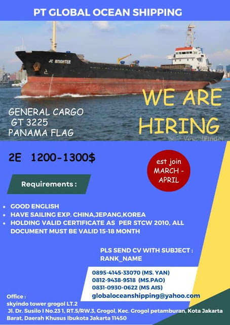 Looking for 2nd Engineer, Chief Officer Panama Flag Join March 2024