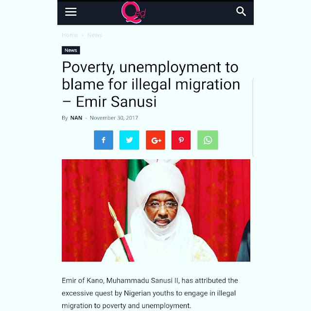 Poverty, Unemployment in the Origin of Illegal Migration - Sanusi, Alibaba Reacts