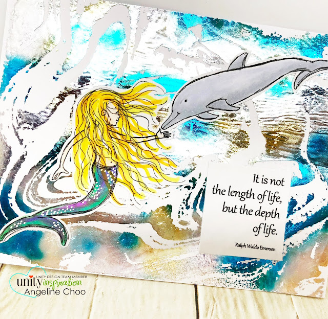 ScrappyScrappy: Brutus Monroe - Unity Stamp Blog Hop #scrappyscrappy #unitystampco #brutusmonroe #backgroundstamp #quicktipvideo #youtube #stamp #stamping #card #cardmaking #papercraft #copicmarkers #perfectpearls #embossing #stampnbond #spilledpaint #pouredpaint #phyllisharris #mermaid #dolphin #depthoflife #thermoweb #decofoil #foiling #lapiswatercolor #heidiswapp #miniminc #oceanlife #sealife