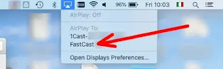 Proiettare MacOS su FireTvStick - 6 gestisci la trasmissione dal menù in alto comparso sul desktop