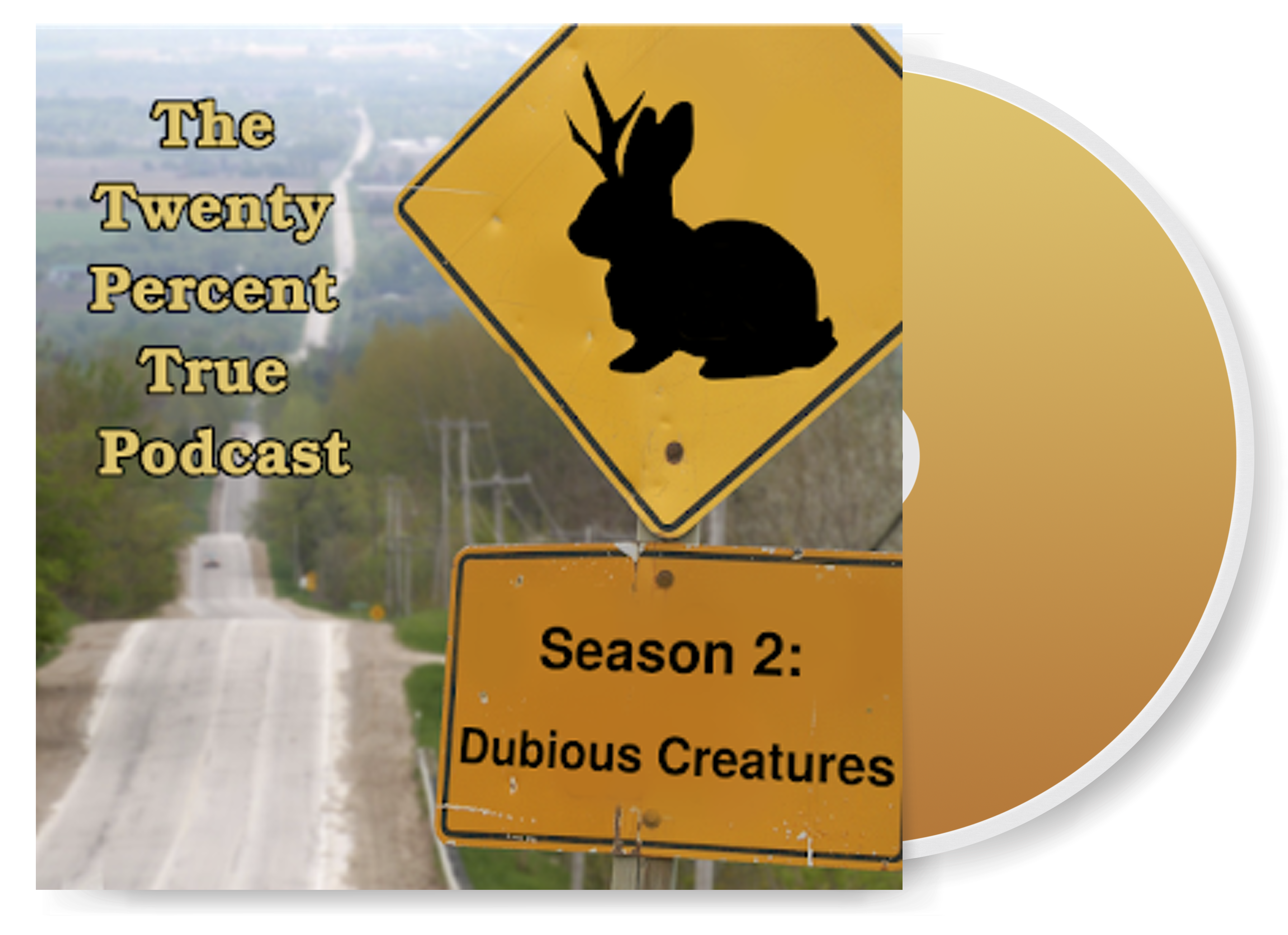 yellow road sign with silhouette of jackalope