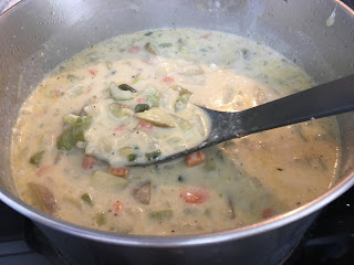 Chowder, thickened and ready for seafood