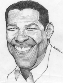 Denzel Washington Actor Art Drawing Caricature Eli Star Film Winner Paint