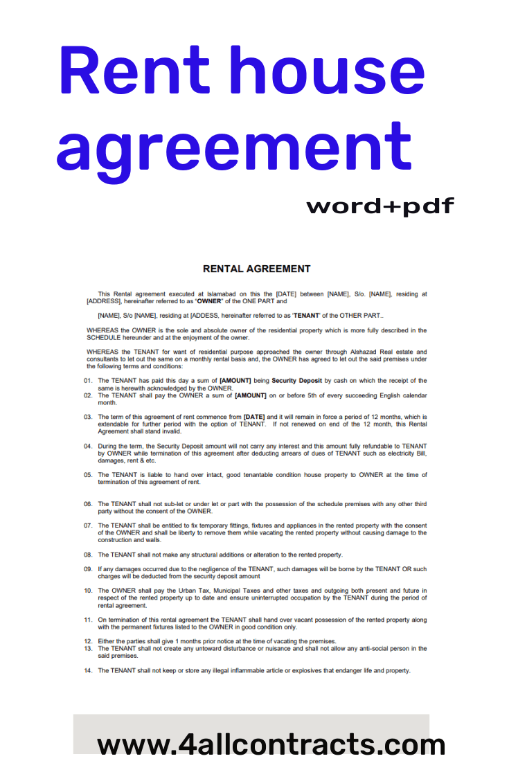 Looking for a rent house agreement format?