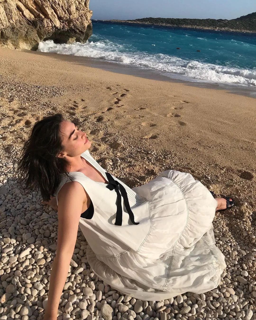 Actress Esra Bilgiç having Fun at Beach
