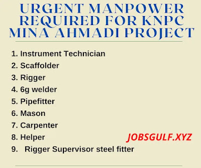 Urgent Manpower required for KNPC Mina Ahmadi project