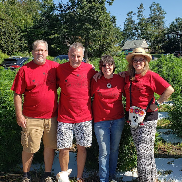 Andy Vernon, Jeff Schaller, Susan O'Hanlon and Merrill Weber volunteering during Farm to Fork Fondo in Lancaster County