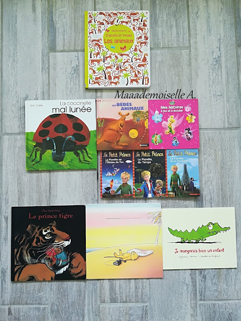 Cherche et trouve, les animaux - La coccinelle mal lunée - Kididoc, les bébés animaux - Fée Clochette - Petit Prince - Le prince tigre - Le matelas magique - Je mangerais bien un enfant