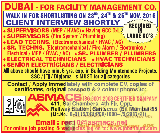 Large job vacancies for Dubai