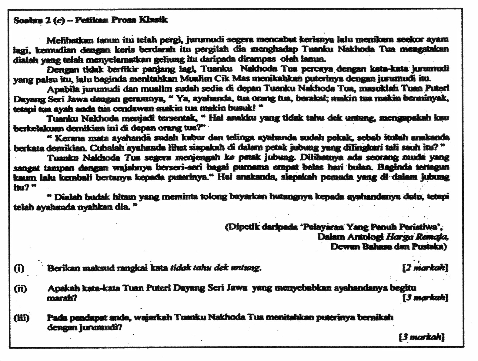 Latihan Komsas Tingkatan 3