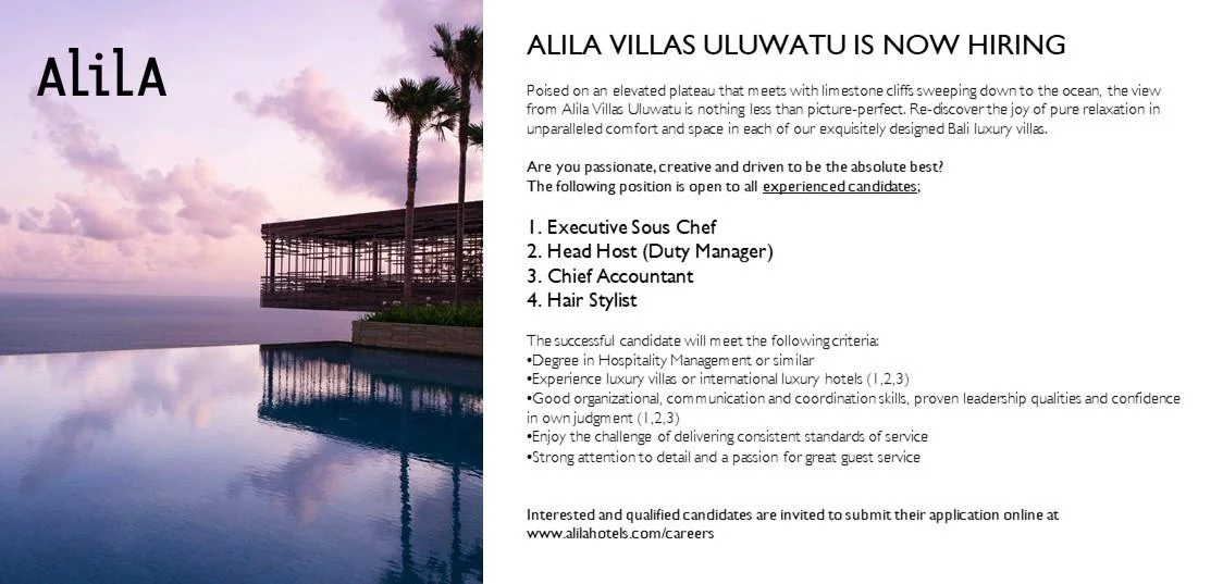 Alila Uluwatu Now Hiring