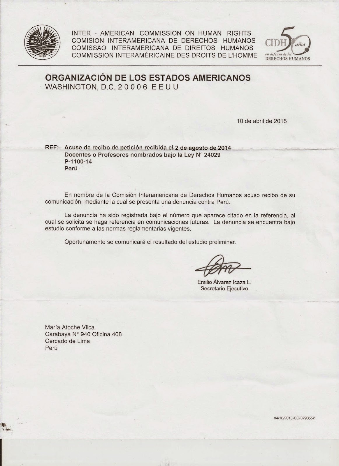 SUTE REGIONAL CALLAO: MAESTROS DEL PERÚ ANTE LA CIDH 
