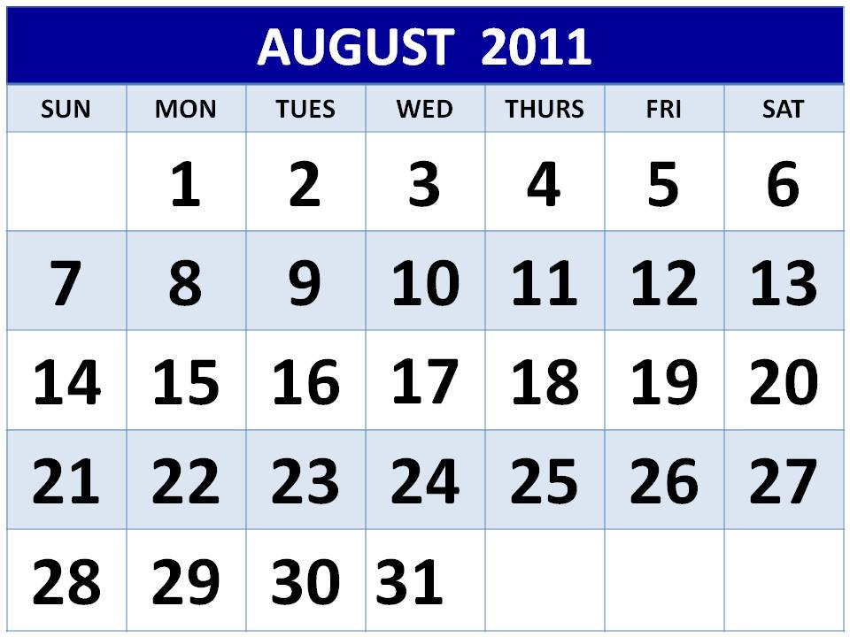 2011 calendars printable. Free August 2011 calendar to