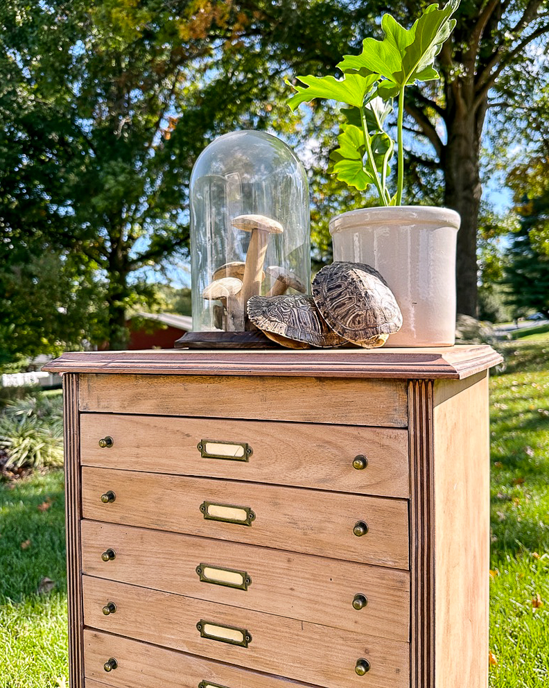 Antique music cabinet after