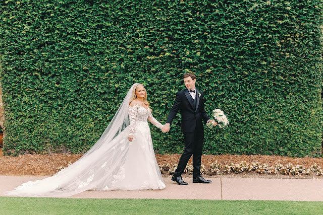 bride and groom walking