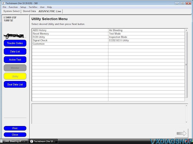 Reset Lexus LS460 Brake VSC Error with VXDIAG Techstream 7