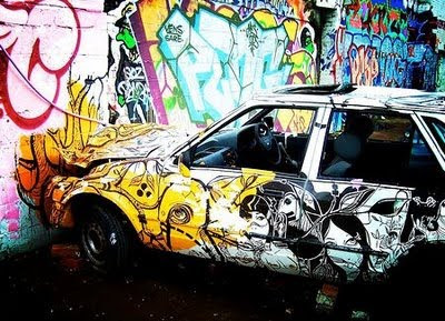 graffiti car crash