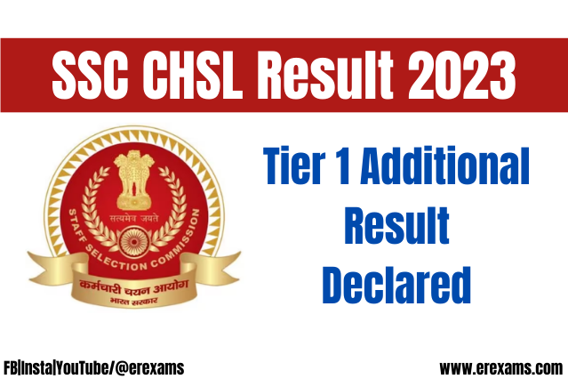 SSC CHSL Result 2023 - Tier I Additional Result Declared