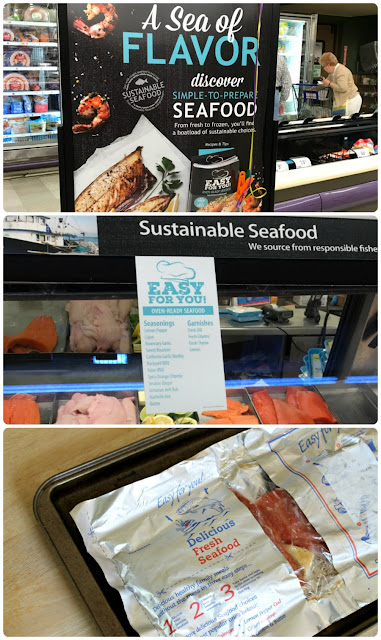 Kroger's Easy For You! Oven-Ready Seafood service- Choose from seafood options such as shrimp, tilapia, & salmon, and choose your favorite seasoning and garnishes like Lemon Pepper, Asian BBQ, Nashville Hot, & more. Then watch as they prep, garnish, and then seal your seasoned seafood into an oven-ready bag right at the counter at no extra charge! The flavor possibilities are pretty much endless.